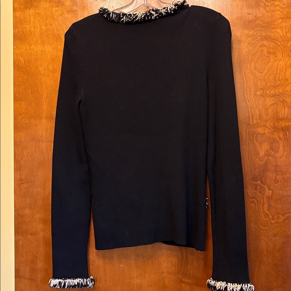 Cache brand - Woman sweater zip up with stretch fringe trim cardigan size L - Picture 10 of 10